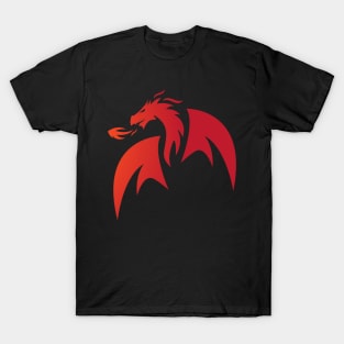 Dragon Head Silhouette Red Gradient Color T-Shirt